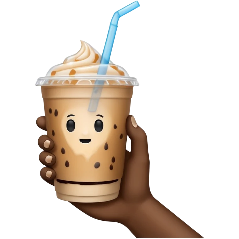 a white hand holding an iced coffee but just the hand and the cup, no faces emoji