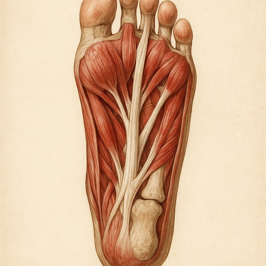 realistic anatomical view of the sole of a human foot showing detailed muscles, tendons, and bones emoji