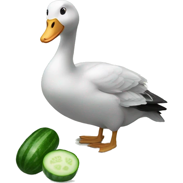 goose eating cucumber emoji