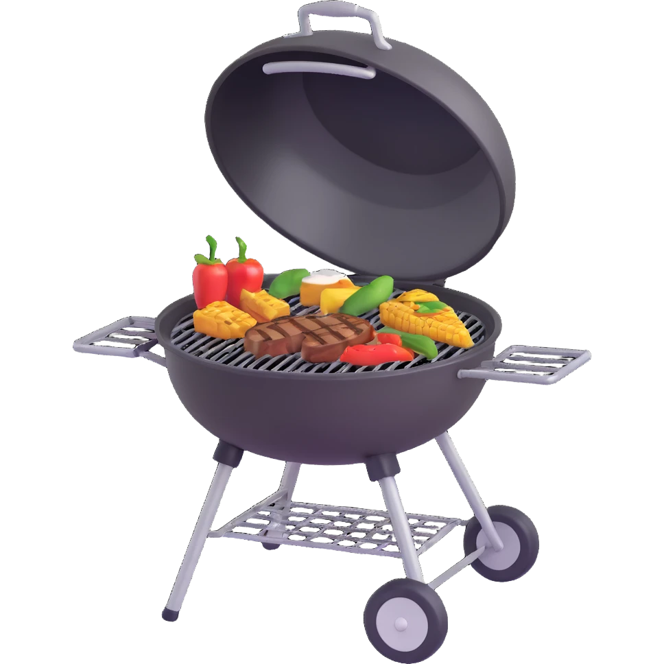 grill with food on the grill emoji