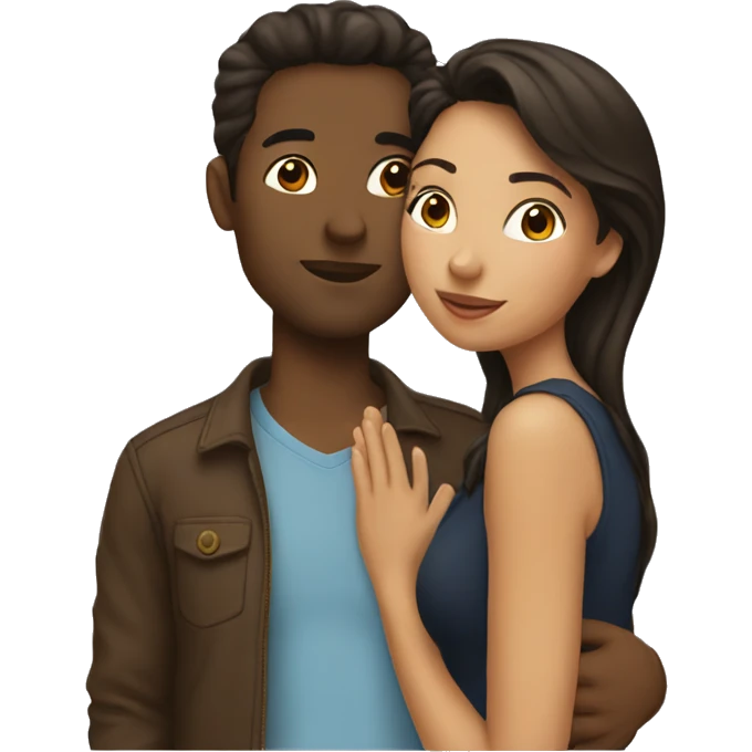 Brunette couple kissing emoji