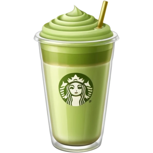 A clear glass with matcha latte. The glass should be a takeaway one, similar to Starbucks', but clear and without the logo. I'd like the latte to blend with the matcha. emoji