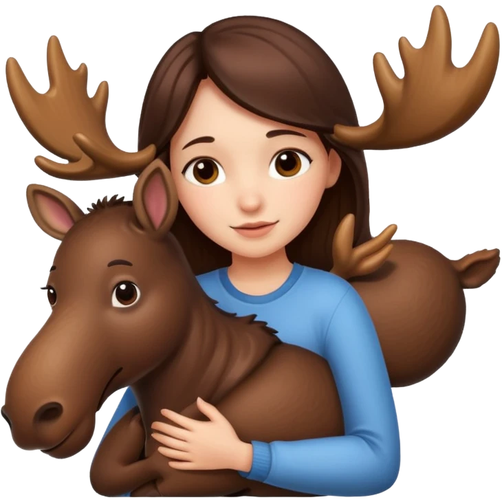girl hugging a moose emoji