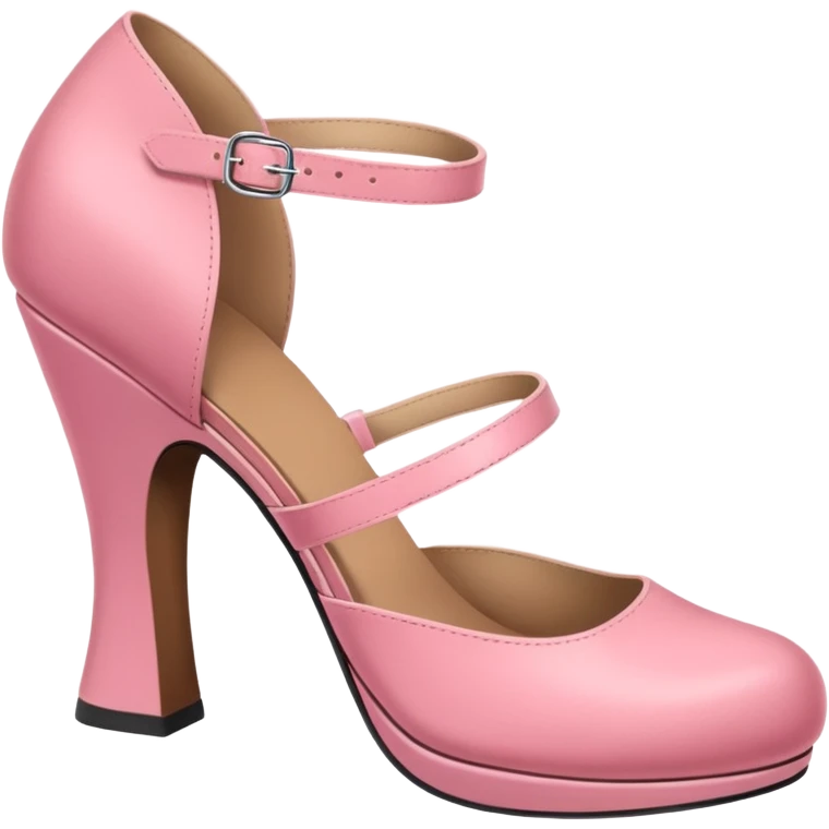 Has a rounded toe and a strap across the instep — one pink pair resembles this style. emoji