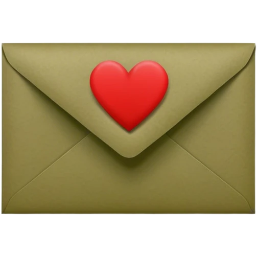 olive color envelope with heart stamp emoji