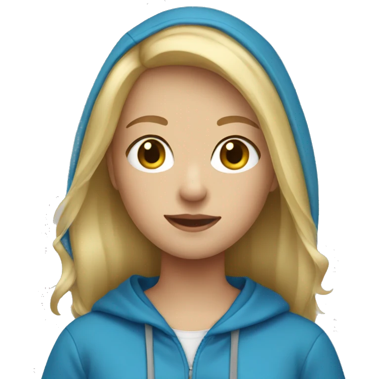Blonde hair girl in blue hoodie emoji