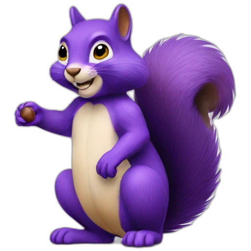 the purple squirrel has a purple nut in its paws emoji