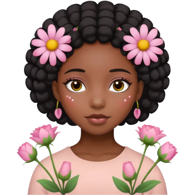 Pastel Pink Black Girl With Flowers emoji