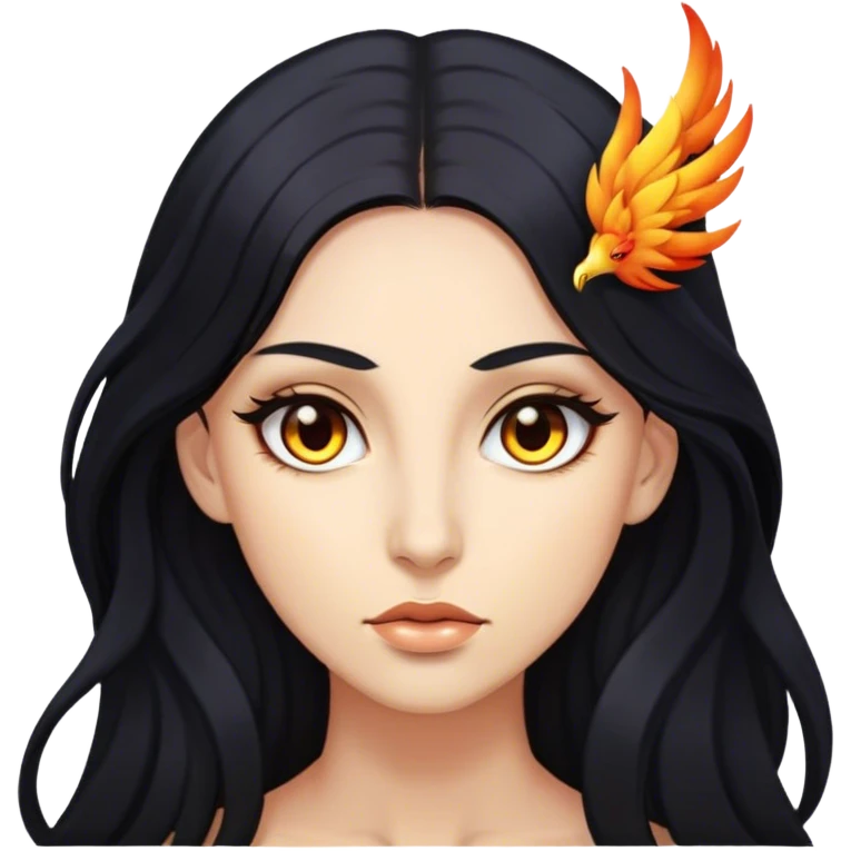 耳圈染 長臉 鳳眼 女生 黑長髮 emoji