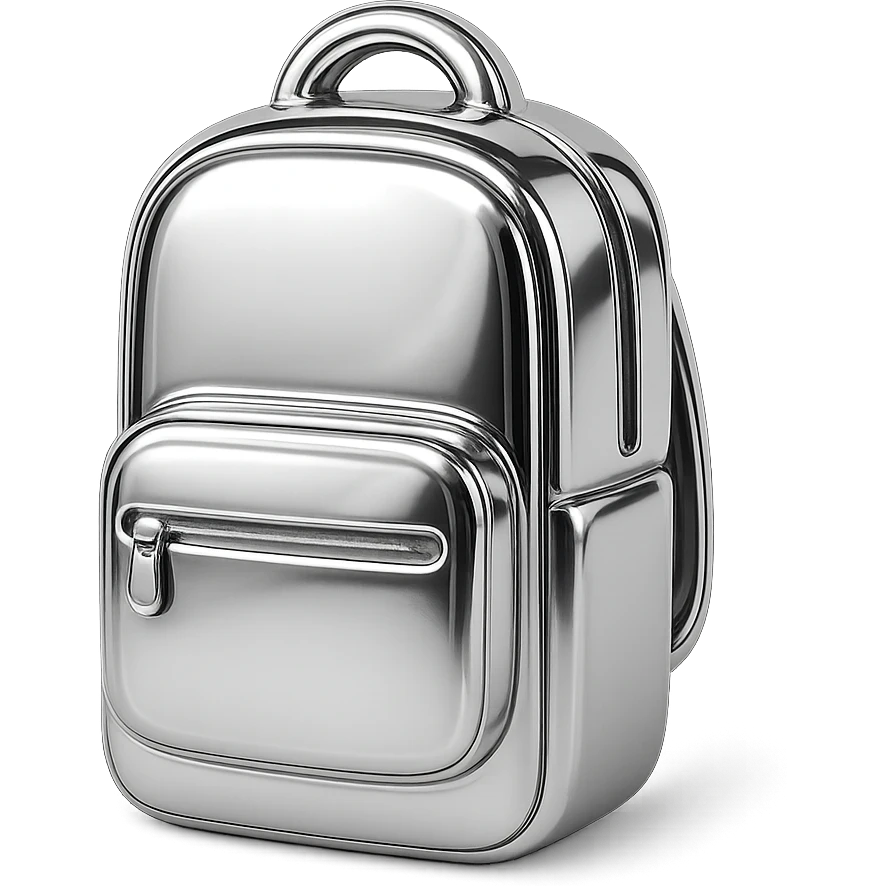 Minimal flat icon of a modern work backpack, clean geometry emoji