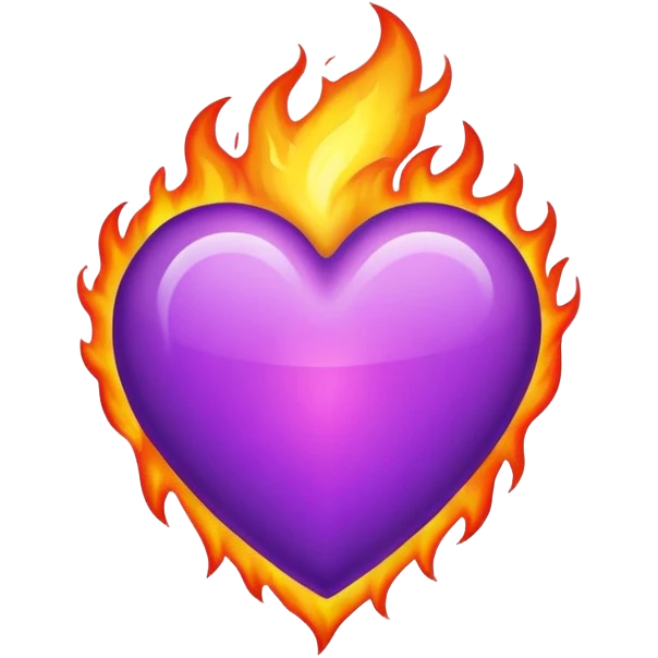 Um coração roxo pegando fogo emoji