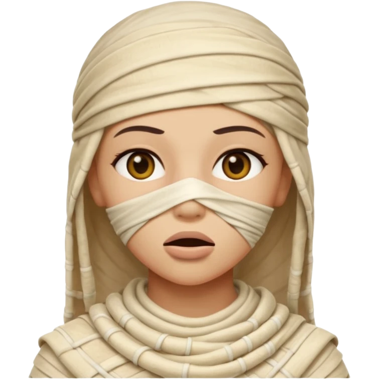 The mummy girl with her mouth closed emoji