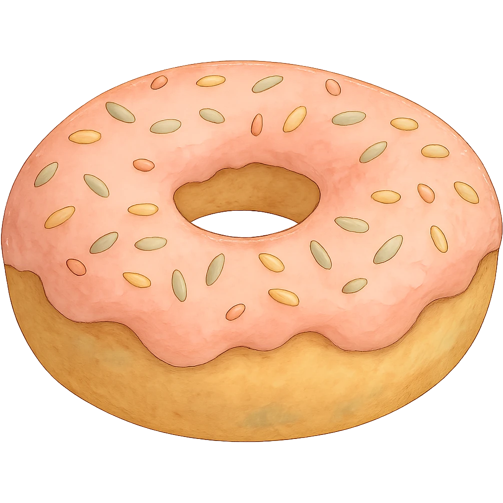 Donut with sprinkles in Ghibli style, detailed, soft green colors, with no background emoji