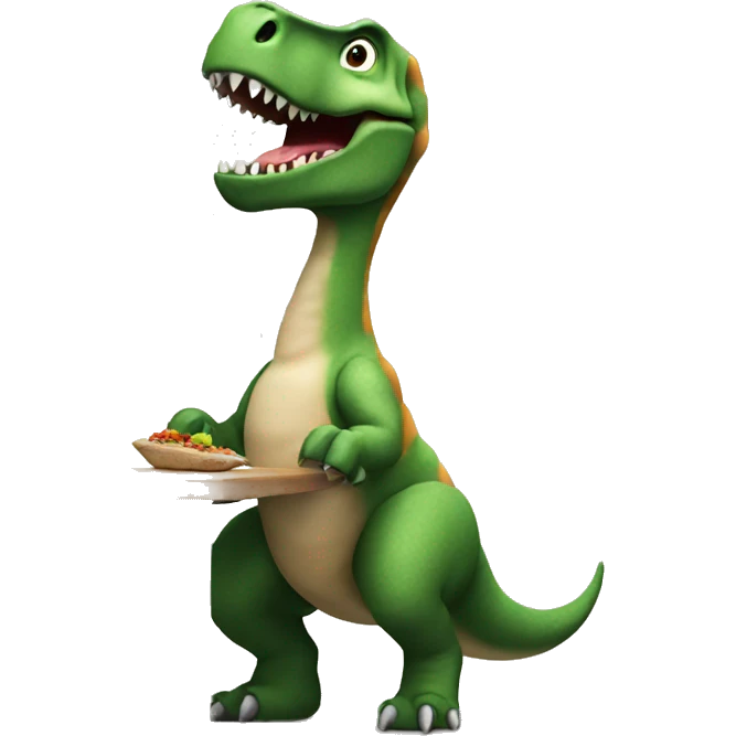 dinosaur sitting at table eating lunch emoji