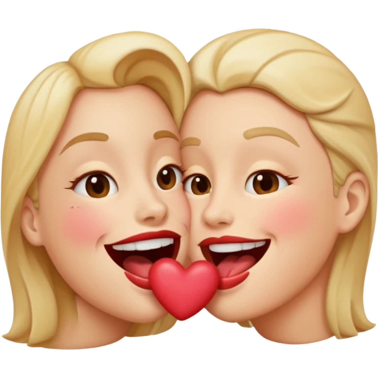 A smooch kiss with a bite on a another emoji's lip emoji