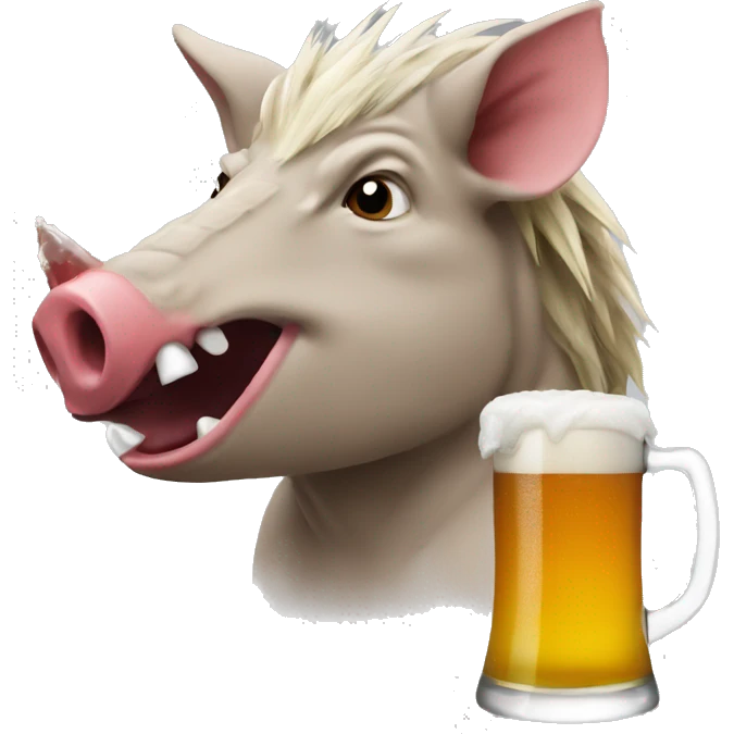 Razorback drinking a beer emoji