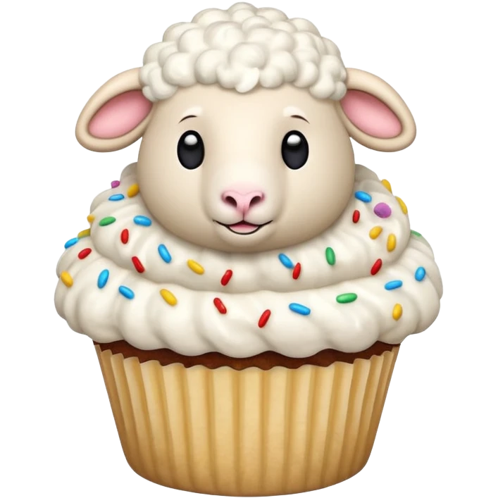 Sheep popping in the cupcake emoji