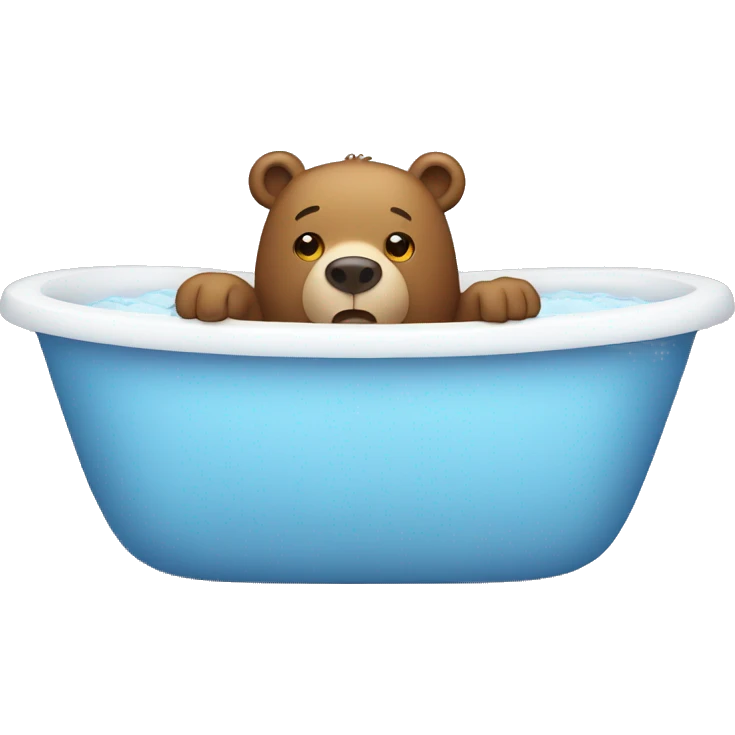 A bear sitting in a bath tub emoji