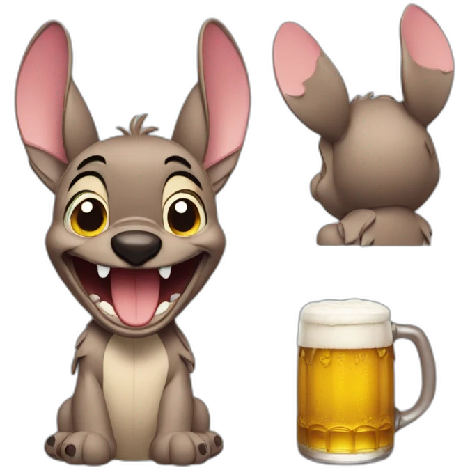 Stitch Disney buvant une bière emoji