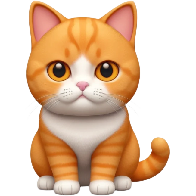 A 3D cartoon British Shorthair cat in vibrant orange ginger tone, smooth plush fur, round eyes, warm cinematic lighting, Memoji style. full body or half body. emoji
