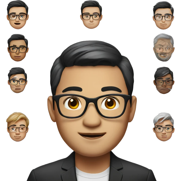memoji, portrait, asian, glasses guy, 25 years old, ceo emoji