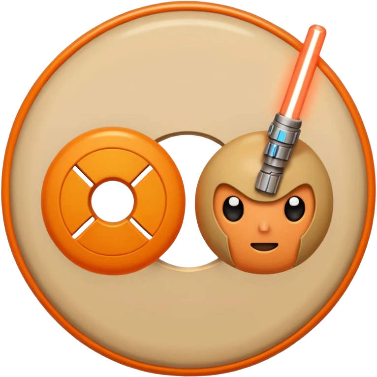 Two beige circles squished together , with a orange light saber  emoji