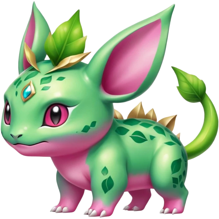 Shiny Exotic Bulbasaur-Leafeon-Bayleaf-Hybrid-Creature emoji