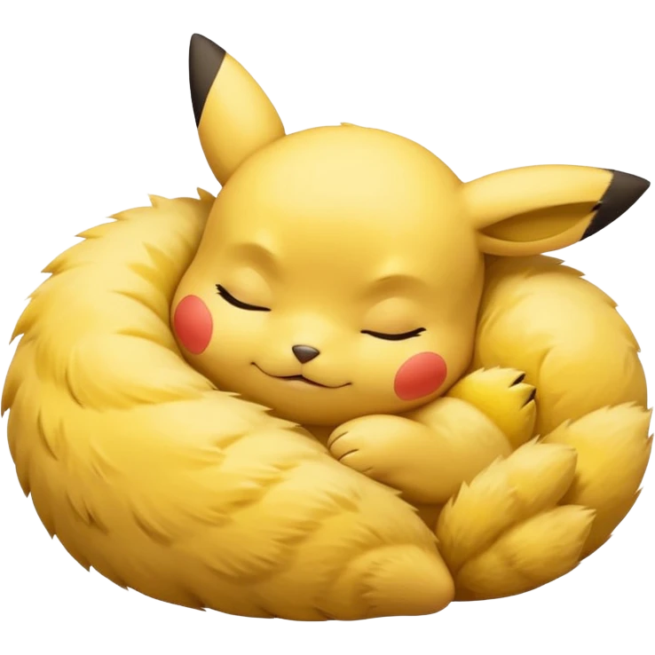cute Pikachu Pokémon sleeping curled up with a peaceful expression emoji