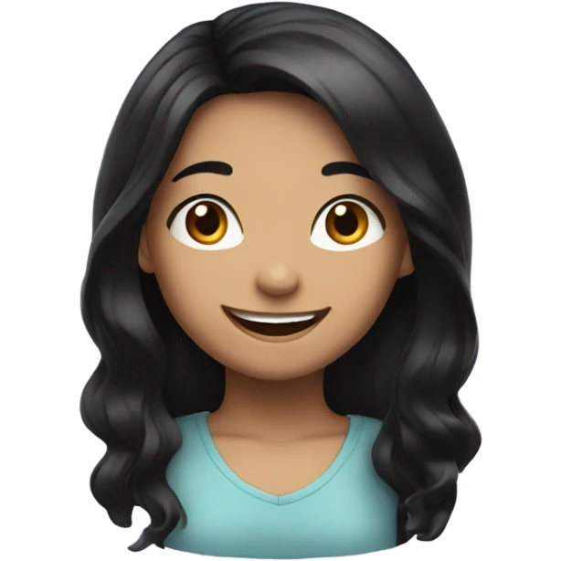 happy girl with black hair emoji