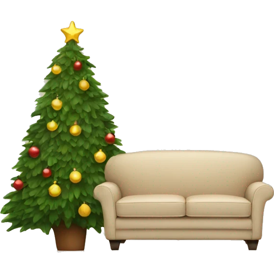 beige sofa and christmas tree emoji