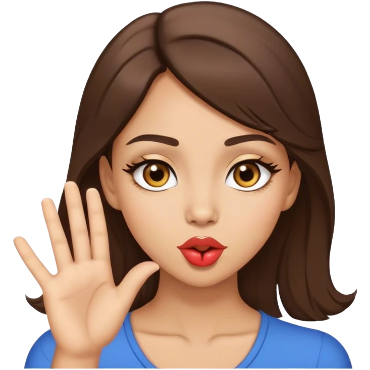 Light skin brunette with light brown eyes blowing a kiss  emoji
