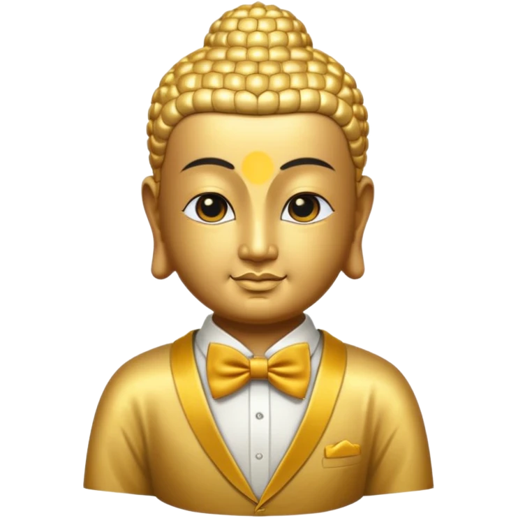 The Buddha in golden bow tie emoji