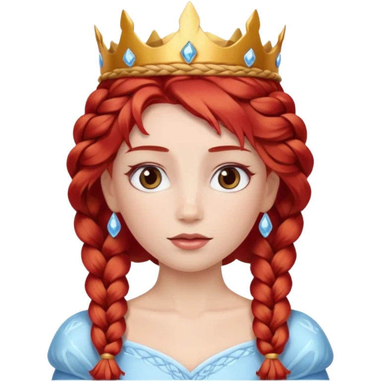braided hair ice princess with red gold crown, red hair emoji