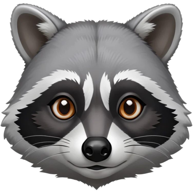 Cinematic-Noble-Raccoon-Portrait-Emoji – Poised and confident, with a sturdy build and a beautifully textured coat of silver-grey accented by dark black facial markings, deep-set, intelligent brown eyes, simplified yet sharp and sophisticated. emoji
