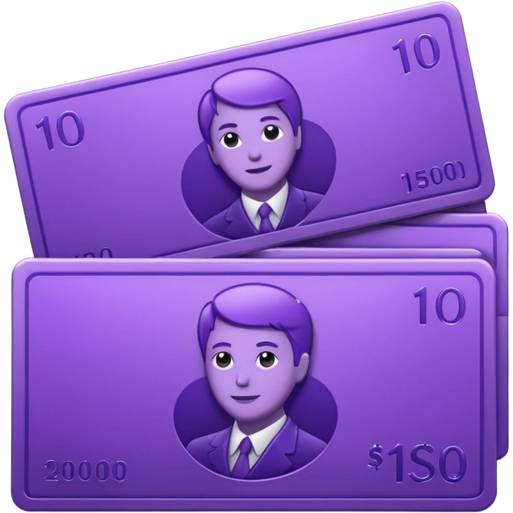 purple bank notes with subtle pine logo on it emoji