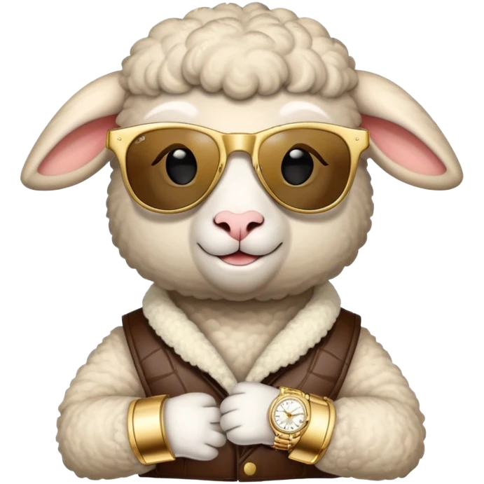  lamb wearing sunglasses and gold Rolex
 emoji