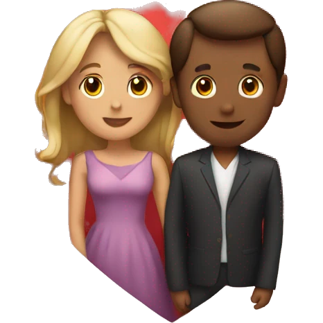 A couple surrounded by a heart  emoji