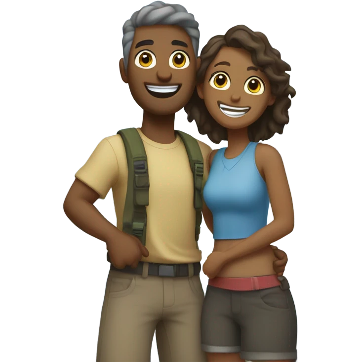 Happy couple at waterfall emoji