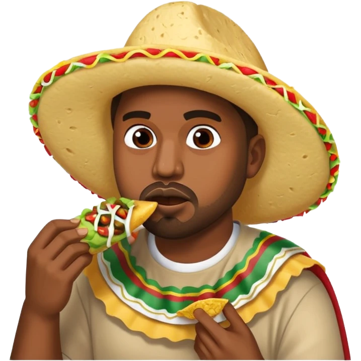 Kanye west eating a mexicain tacos emoji
