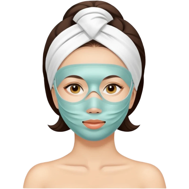 Lady with face mask spa beauty full face relaxing emoji