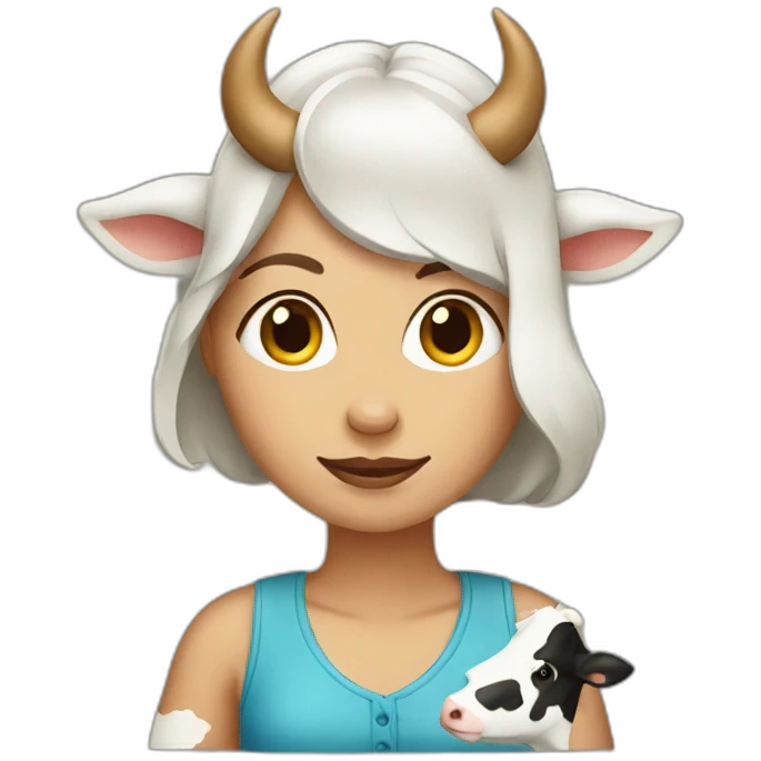 Woman with cow emoji