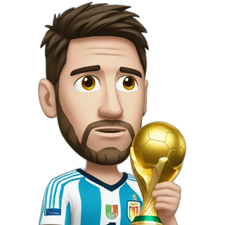 Messi looks disappointed He holds the world cup emoji