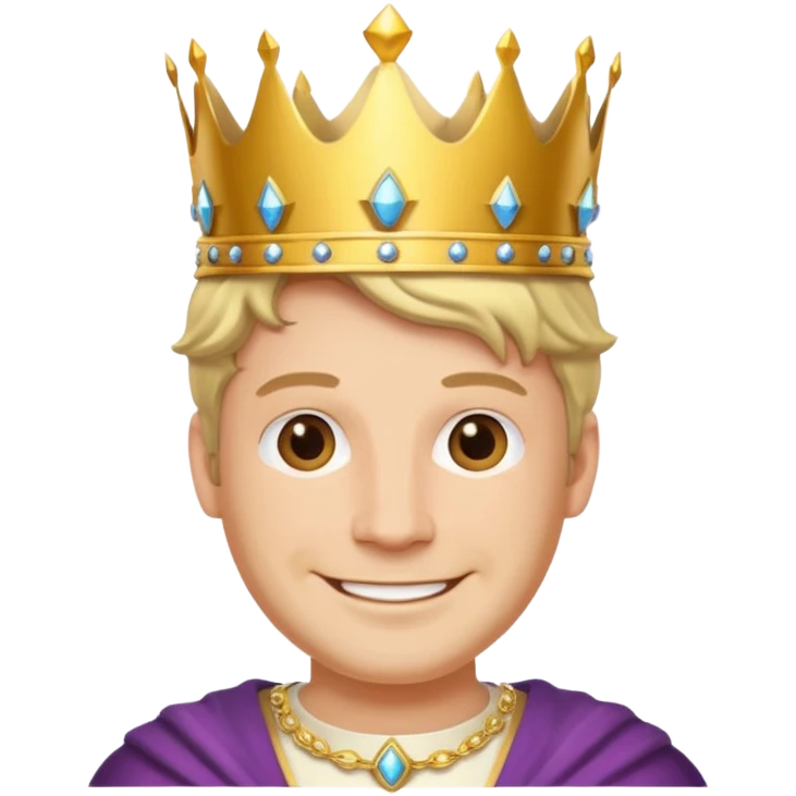 middle age white prince  with crown,  emoji