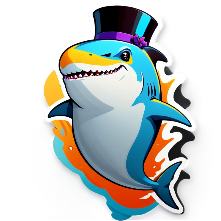 Shark with a top hat emoji