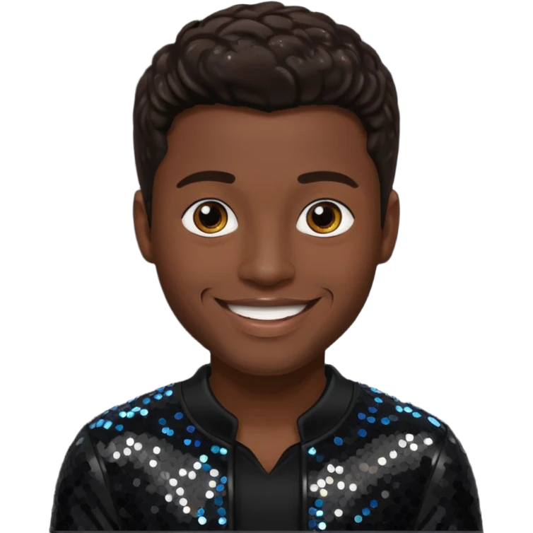 Nathan Morris from Boyz II Men with dark brown hair, black sequin outfit emoji