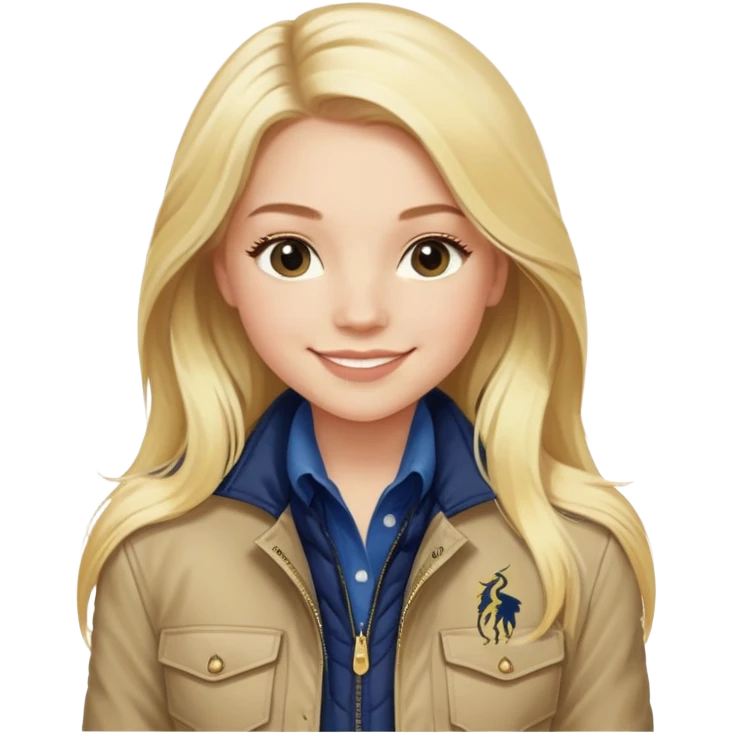 blonde girl long hair smiling in ralph lauren jacket  emoji