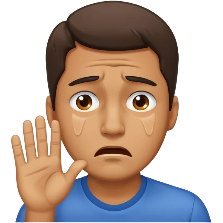Generate me a dude slapping  his face in annoyance while he's crying emoji
