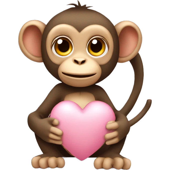 monkey holding a light pink heart emoji