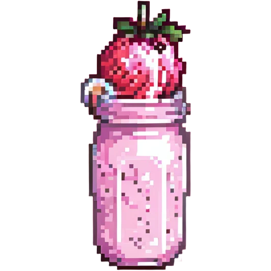 strawberry milkshake with pink hue and cherry on top emoji