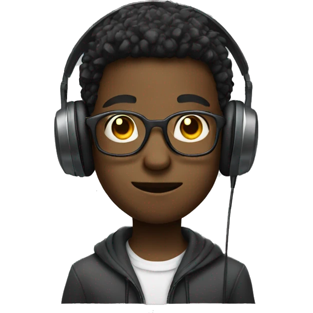 glasses boy with headphone emoji
